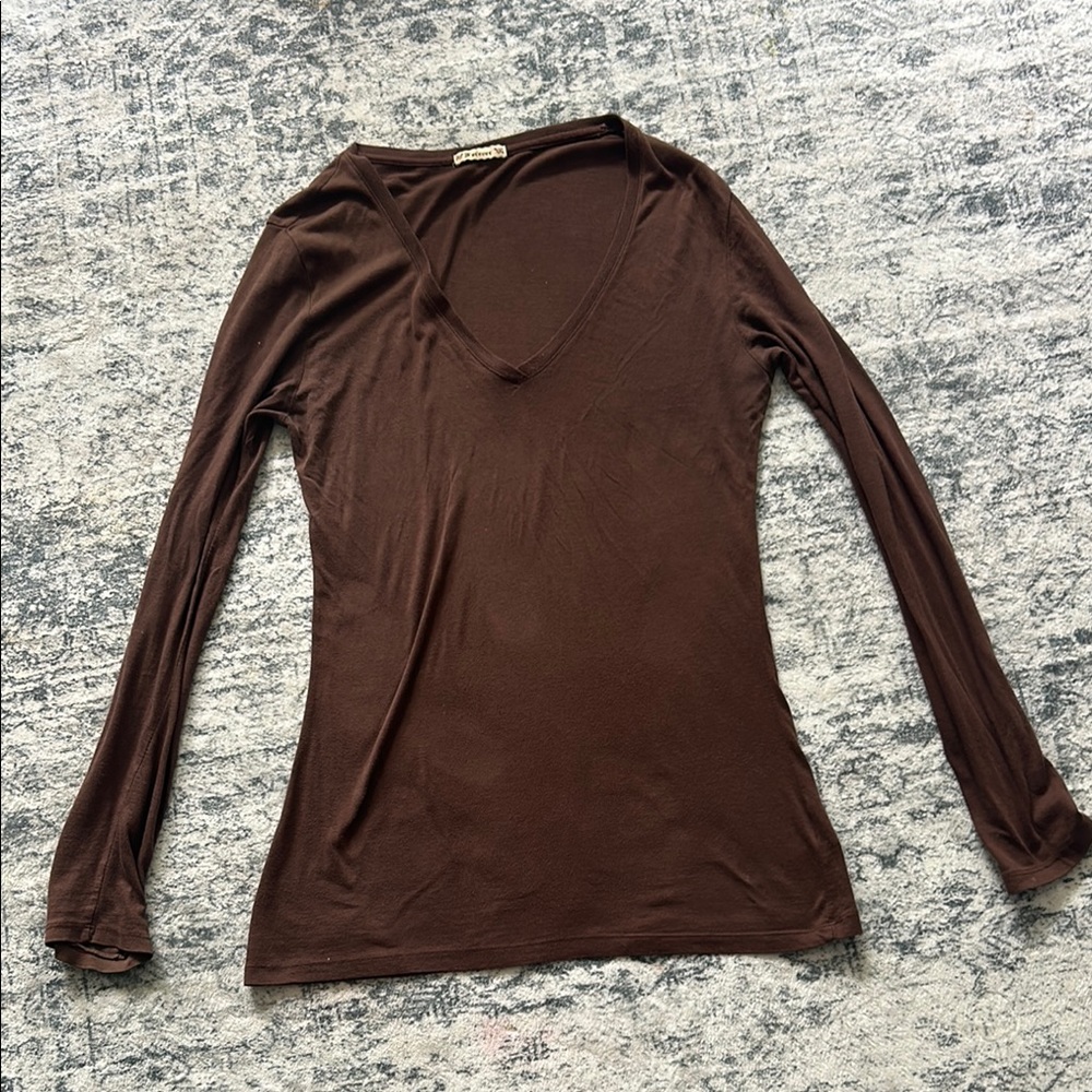 Forever 21 Brown Fitted Long Sleeve Blouse